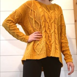 mustard yellow sweatshirt styled sweater